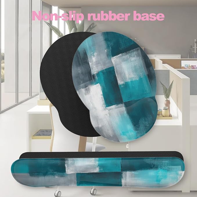 Turquoise and Grey Abstract Art Painting