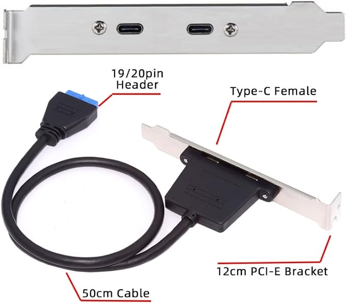 Type-C+C Female to USB3.0-19P Header