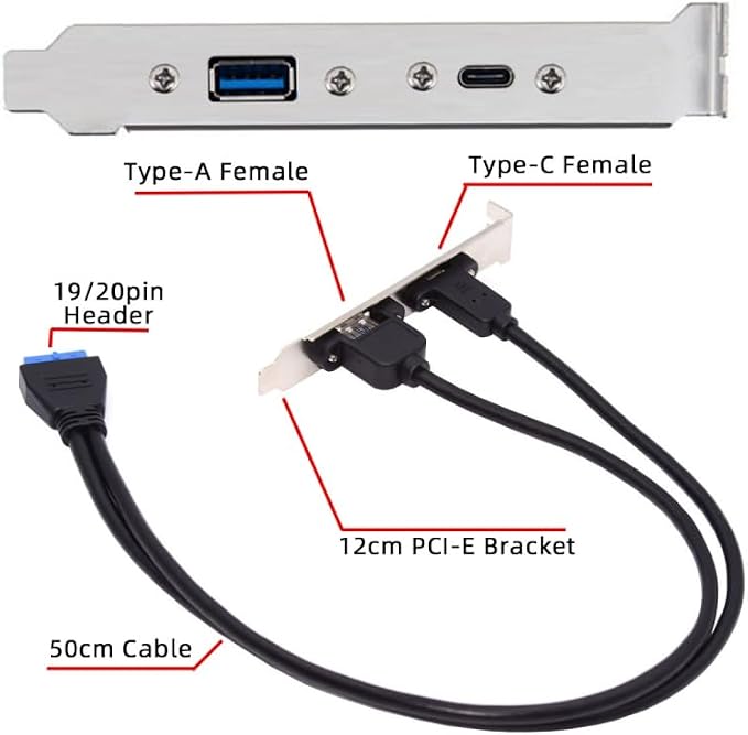 Type-A+C Female to USB3.0-19P Header