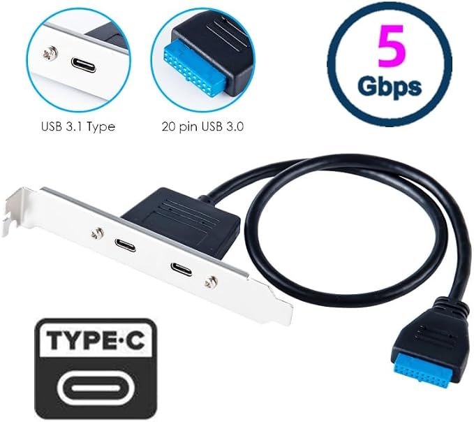 Type-C+C Female to USB3.0-19P Header