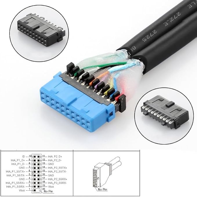 Type-C+C Female to USB3.0-19P Header