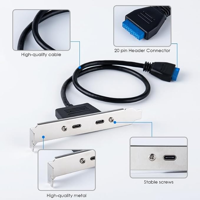Type-C+C Female to USB3.0-19P Header