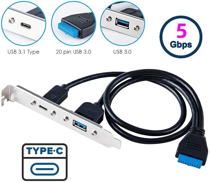 Type-A+C Female to USB3.0-19P Header