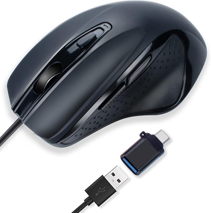 USB Type C Wired Mouse-Black