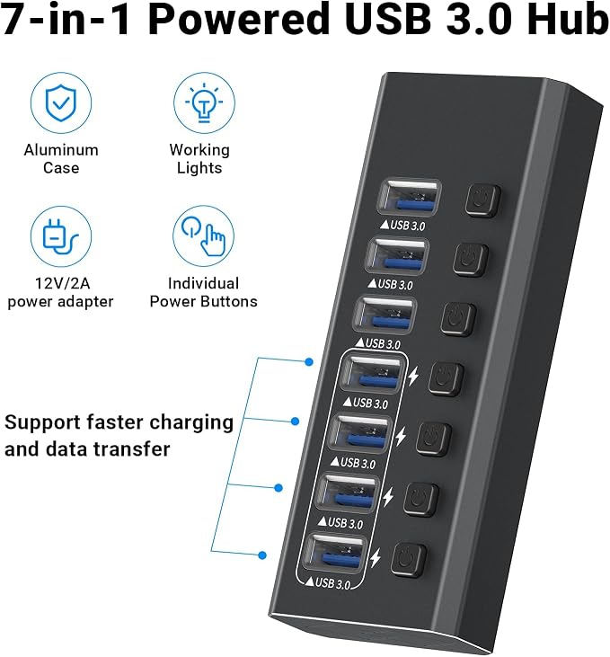 7 Port USB 3.0 Hub