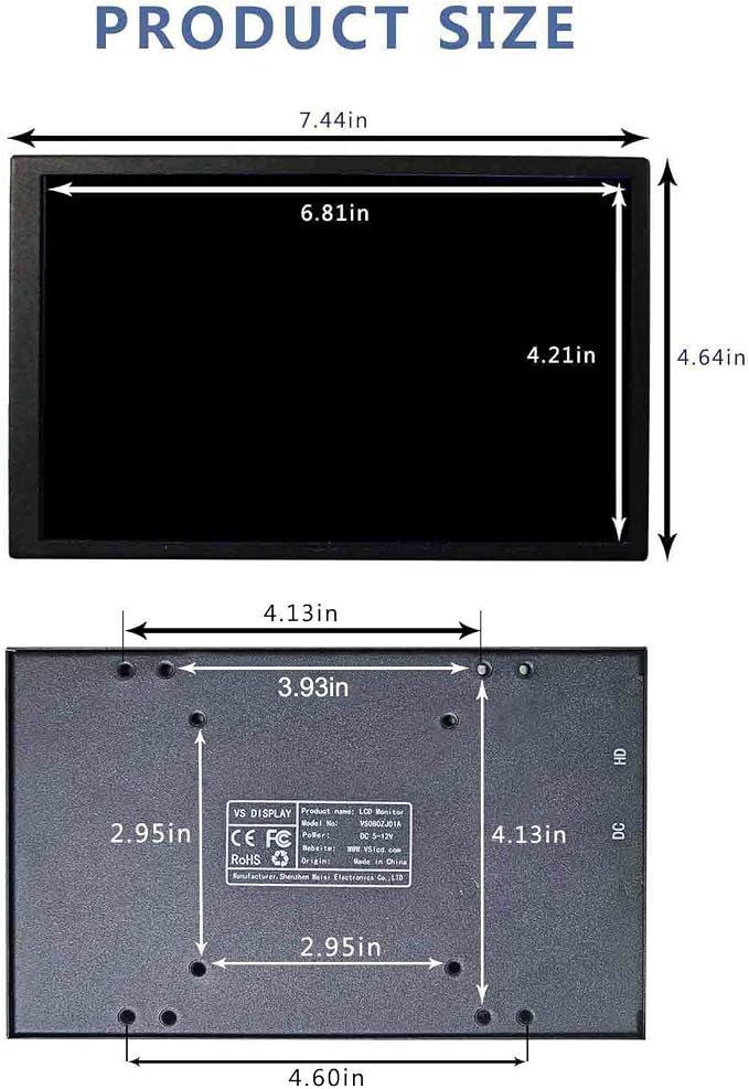 8'' LCD Black
