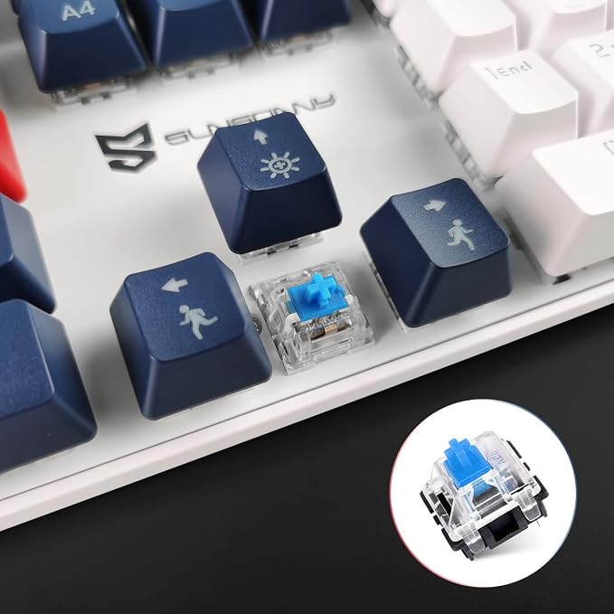 Blue Switch Blue & White & Red Combo Color