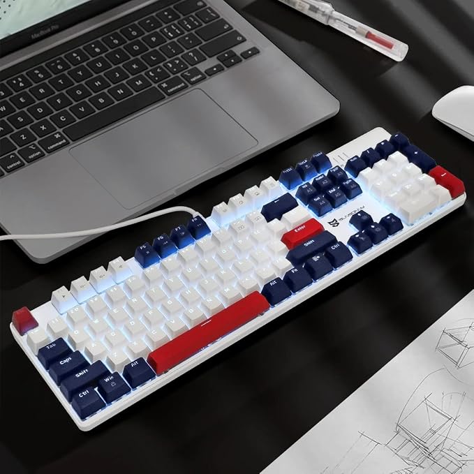 Blue Switch Blue & White & Red Combo Color