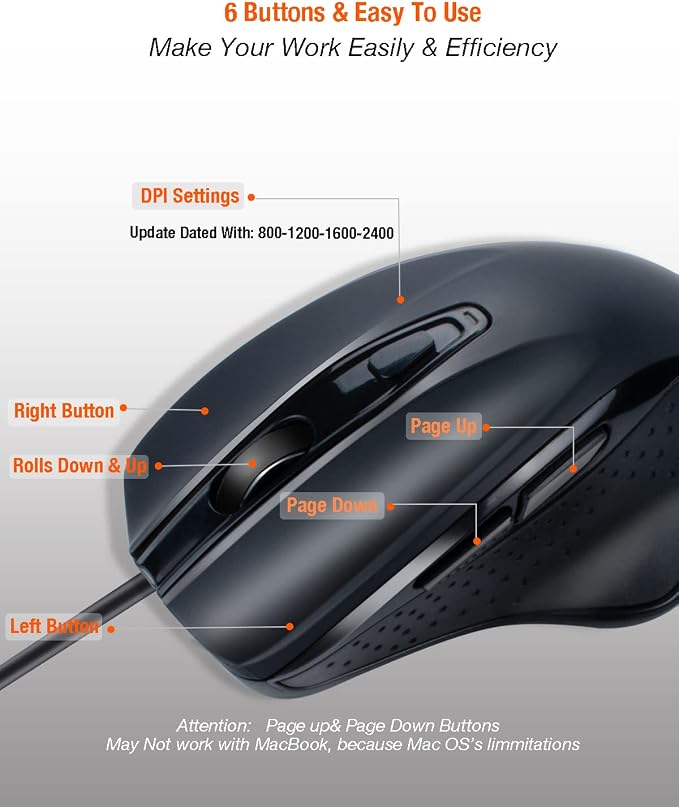 USB Type C Wired Mouse-Black