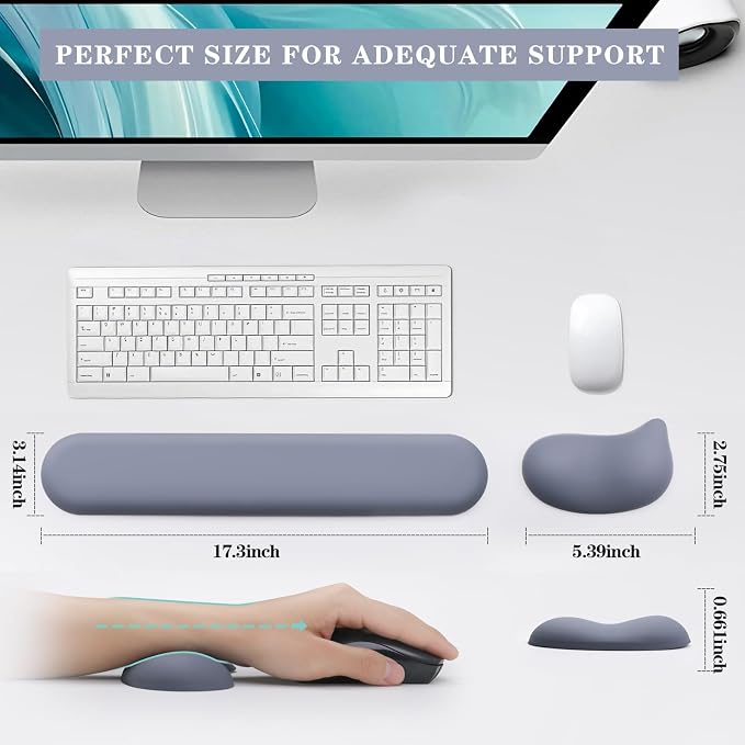 Set of 2 (Keyboard Rest + Mouse Rest) Blue