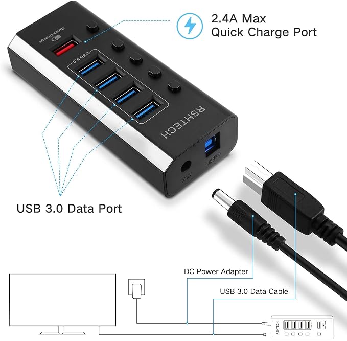 5-Port USB Hub Black
