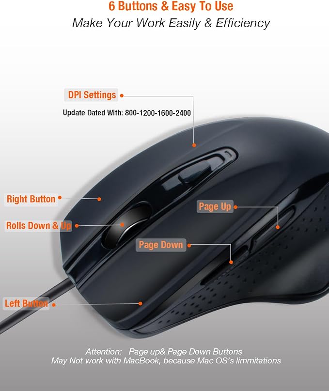USB Type A Wired Mouse-Black