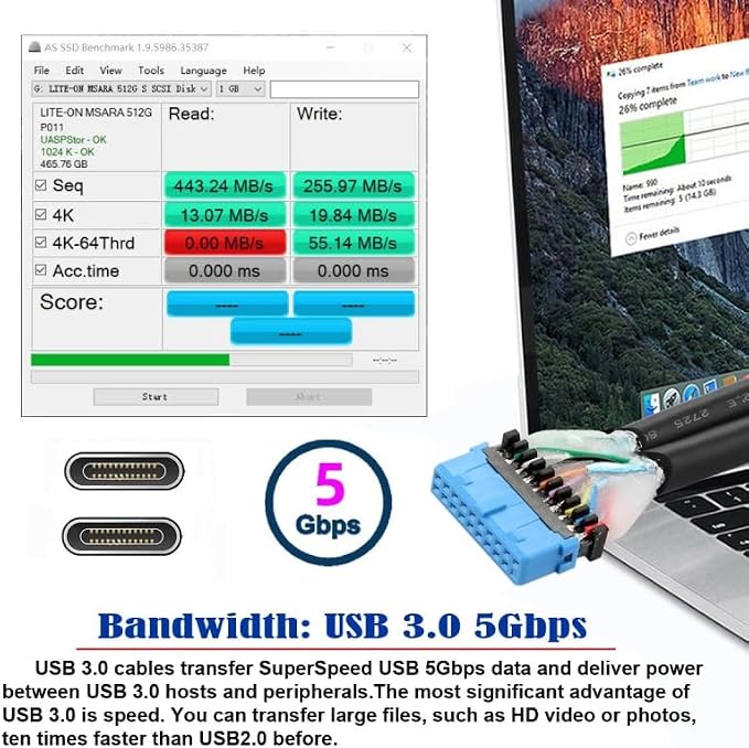 Type-C+C Female to USB3.0-19P Header
