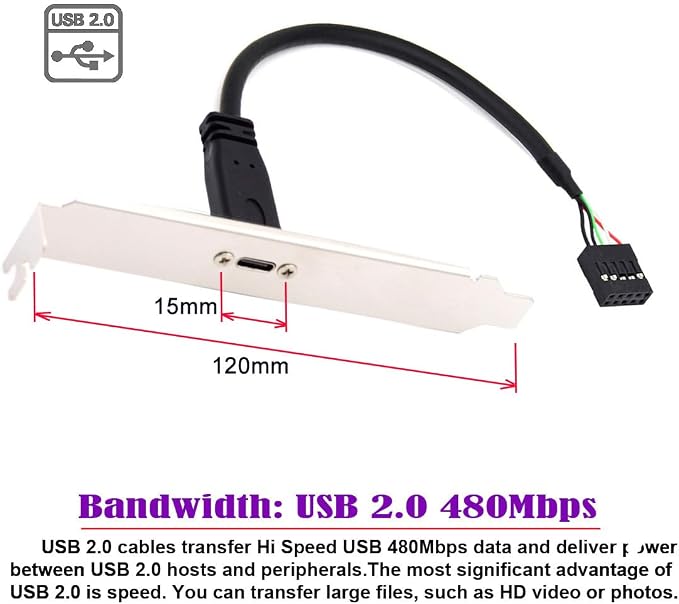 Type-C Female to USB2.0-9P Header