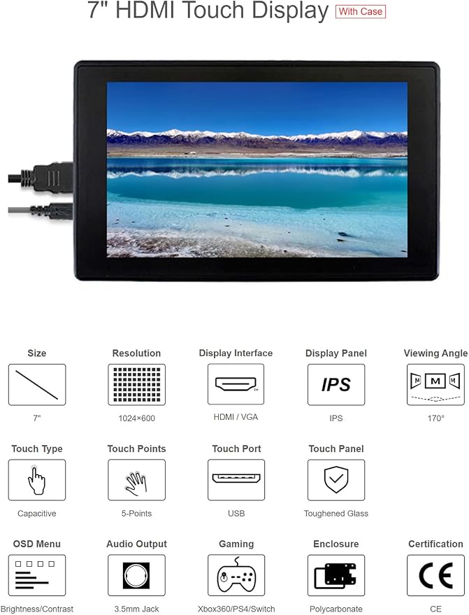 7inch HDMI LCD (H) (with case)