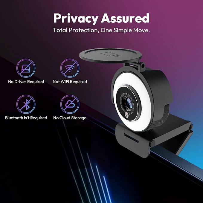 PDAF 4K Webcam with Ring Light