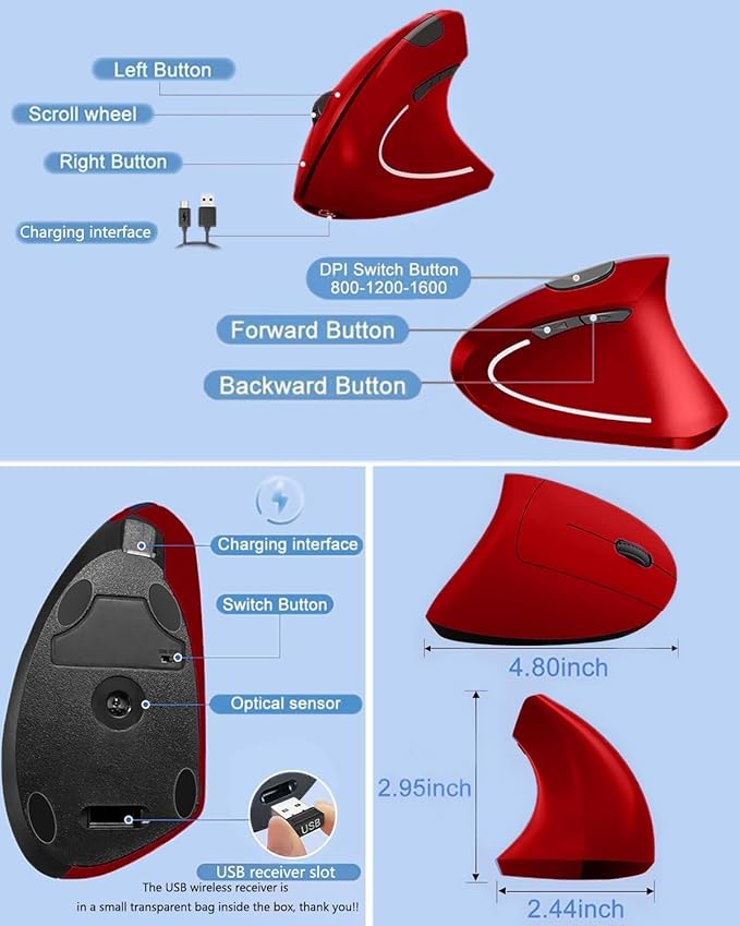 Red - Right hand - rechargeable