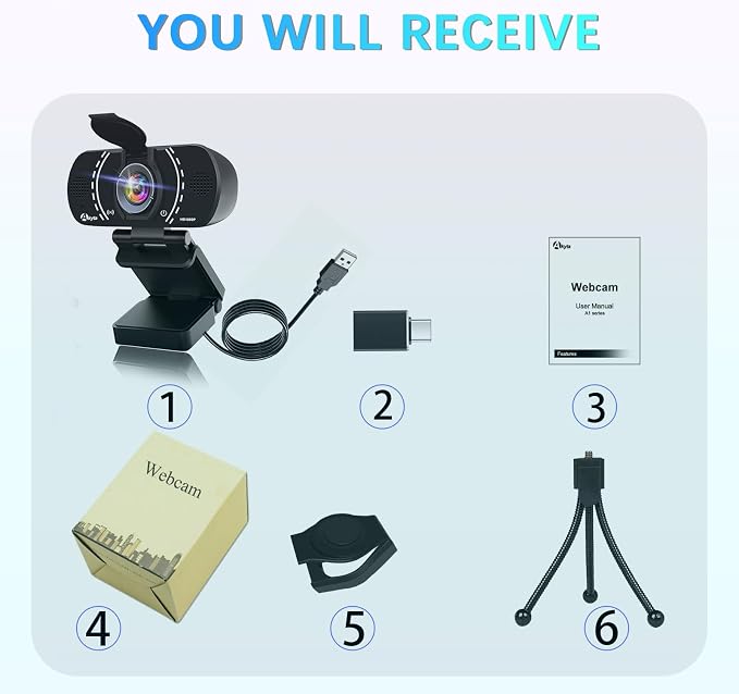 1080P Webcam USB A to C