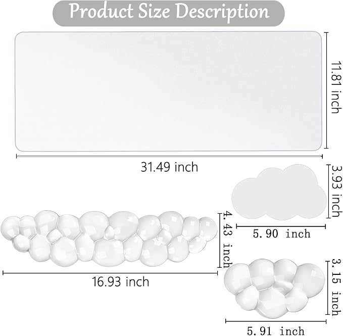 4pcs Clear Cloud White