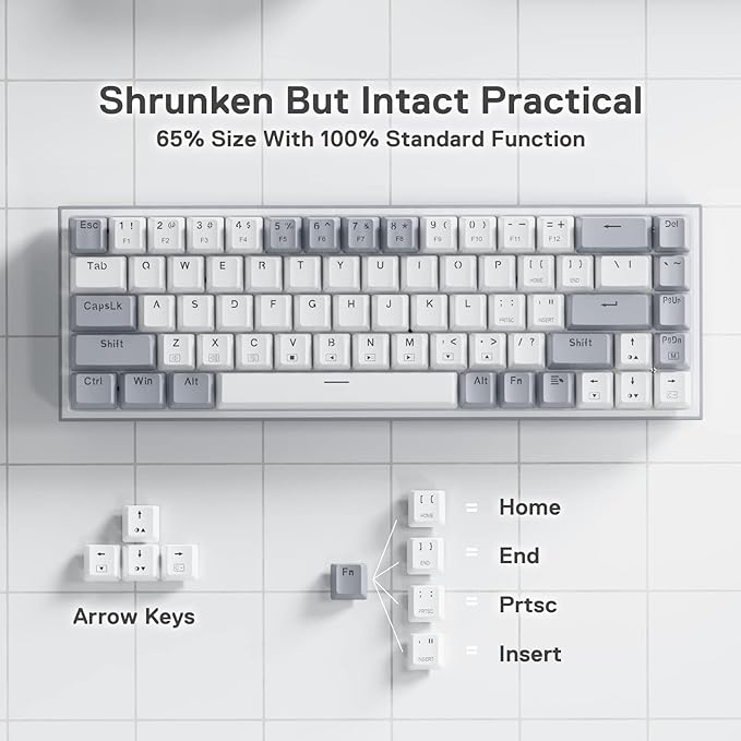 White & Grey 65% Wired