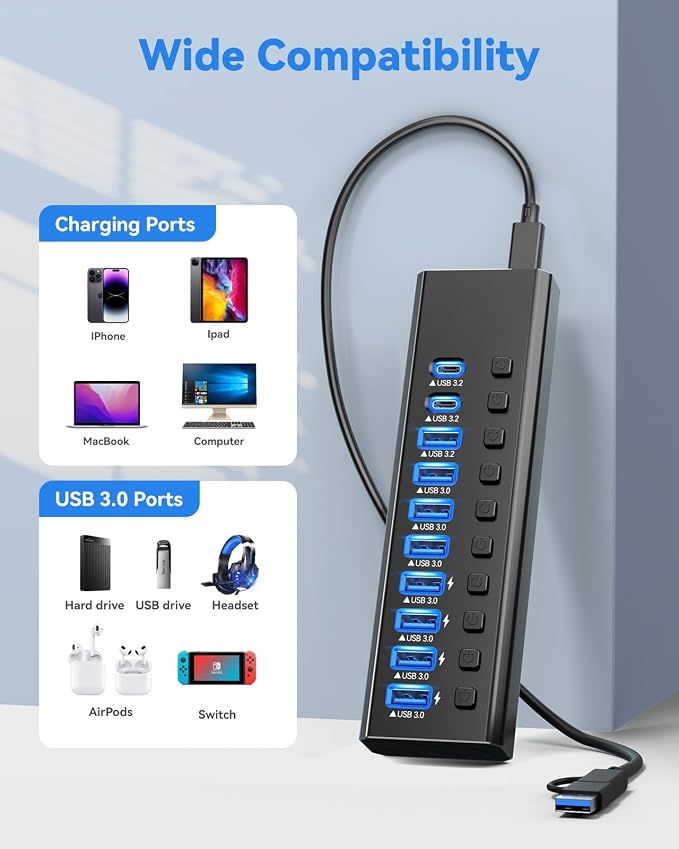 10 Port USB 3.2 Hub