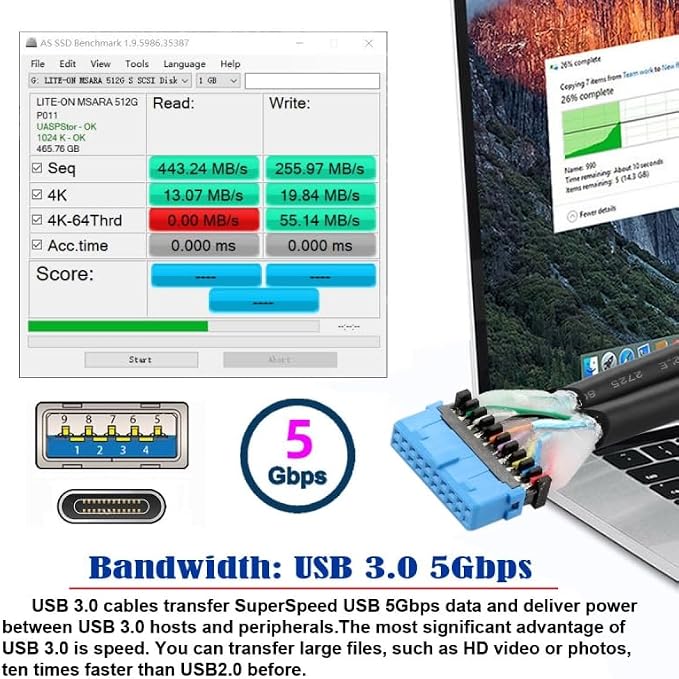 Type-A+C Female to USB3.0-19P Header