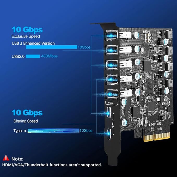 5 x USB A -2 x USB C