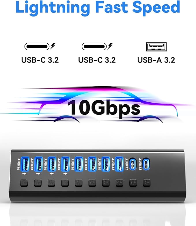 10 Port USB 3.2 Hub