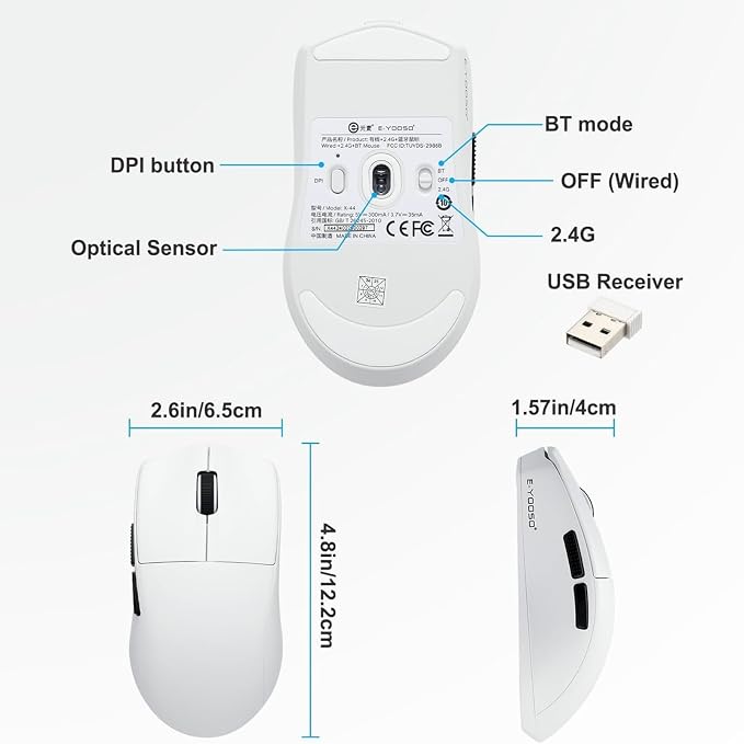 Tri-Mode White Mouse