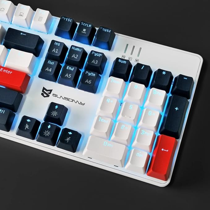 Blue Switch Blue & White & Red Combo Color