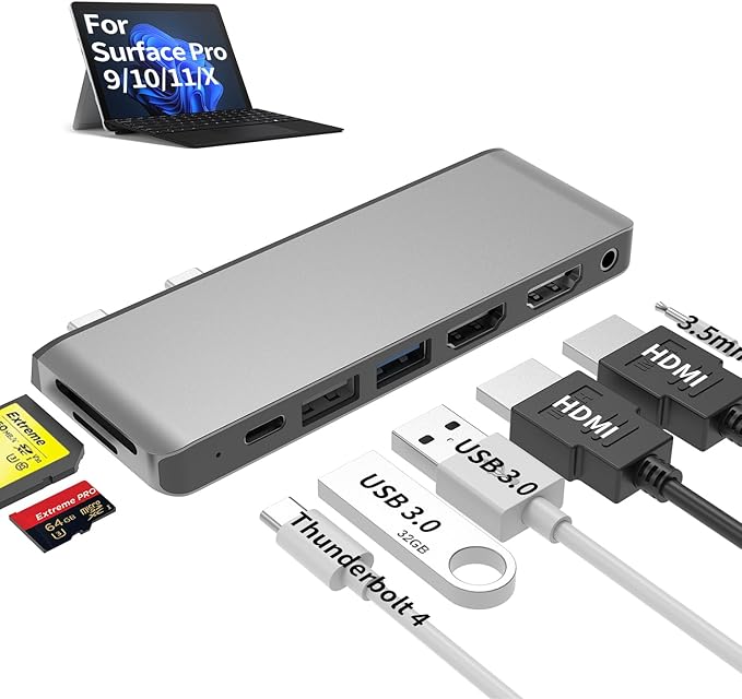 Triple Display Surface Pro 11/10/9/X Hub