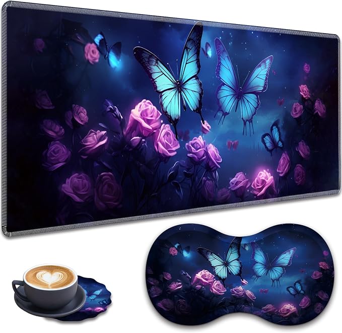Starry Sky Butterflies and Purple Roses