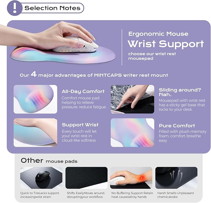 Multi purple mouse wrist rest