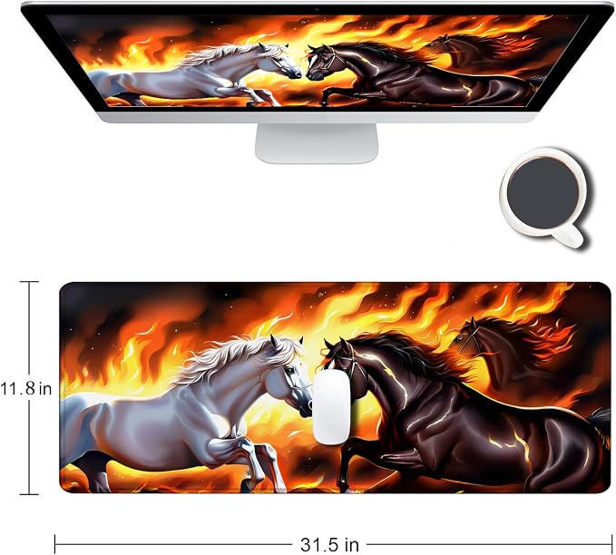 White Black Horses Red Pattern