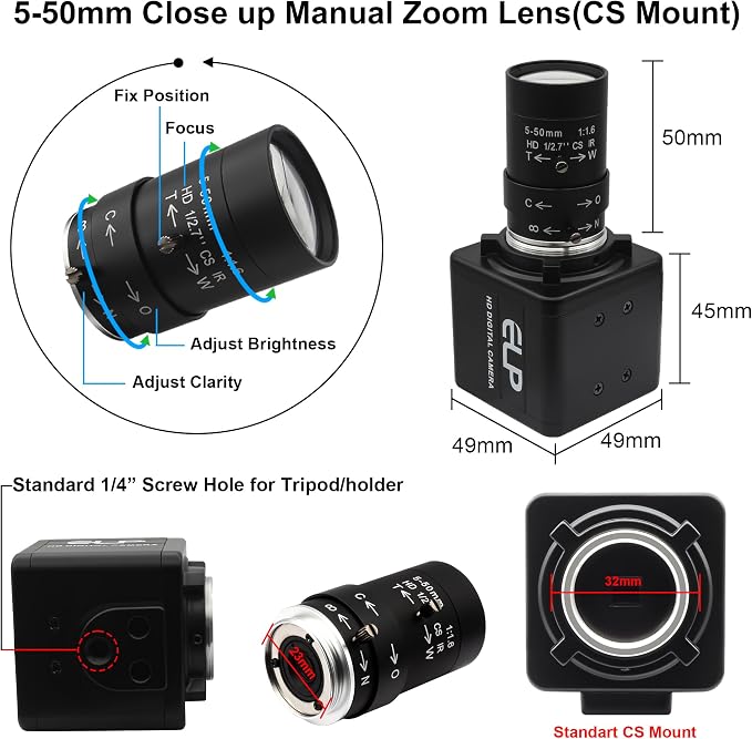 260fps USB Camera with 5-50mm Zoom Lens