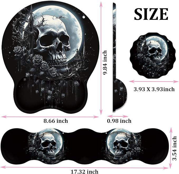 Skull Rose Under the Moon