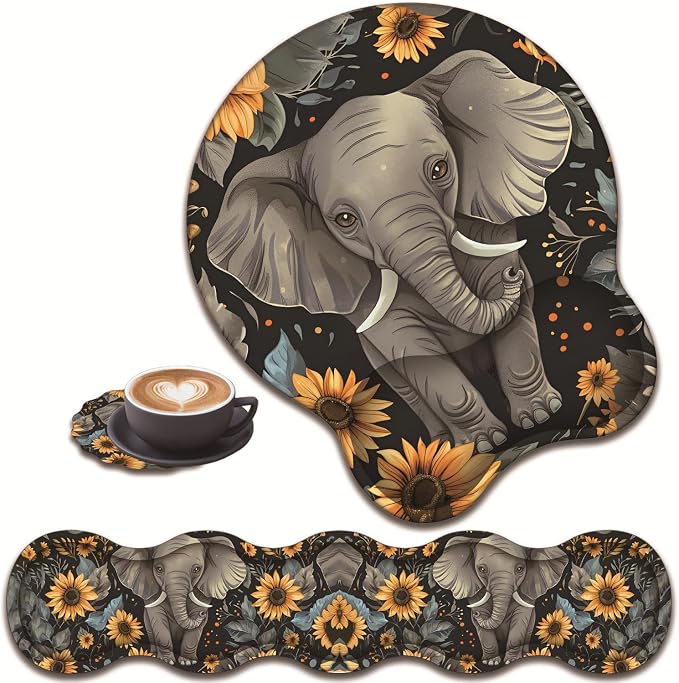 Baby Elephant and Sunflower