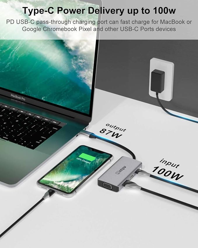 USB C to HDMI VGA Grey