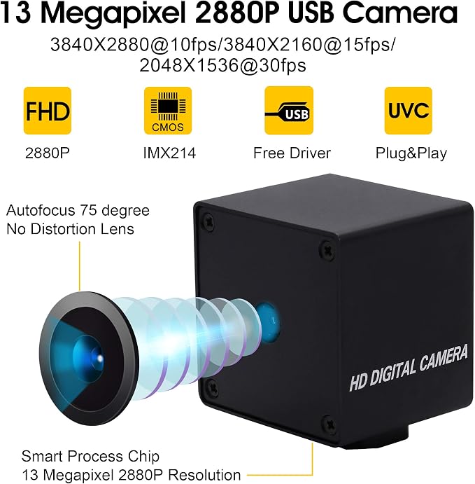75 Degree Autofocus No Distortion Lens Webcam