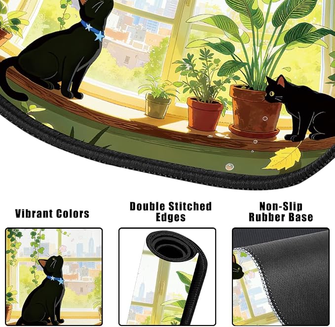 Black Cat Plants Pattern