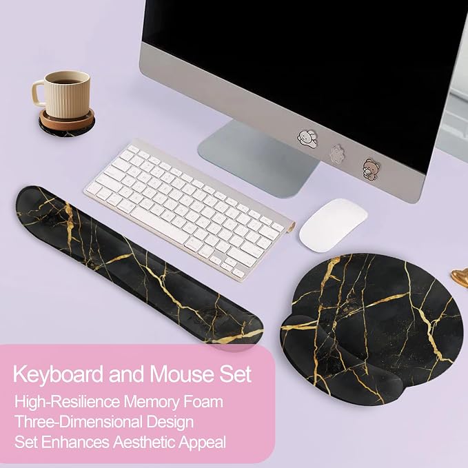 Golden Black Flowing Marble