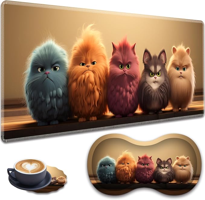 A Group Cats Stand in a Row