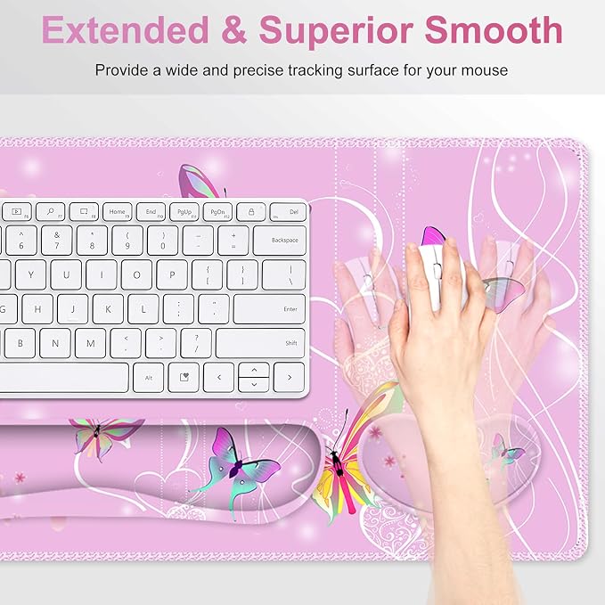 Pink Butterfly Desk Mat