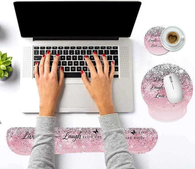 Live Love Laugh Quote Pink Sparkle Glitter