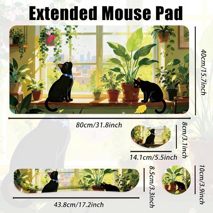 Black Cat Plants Pattern