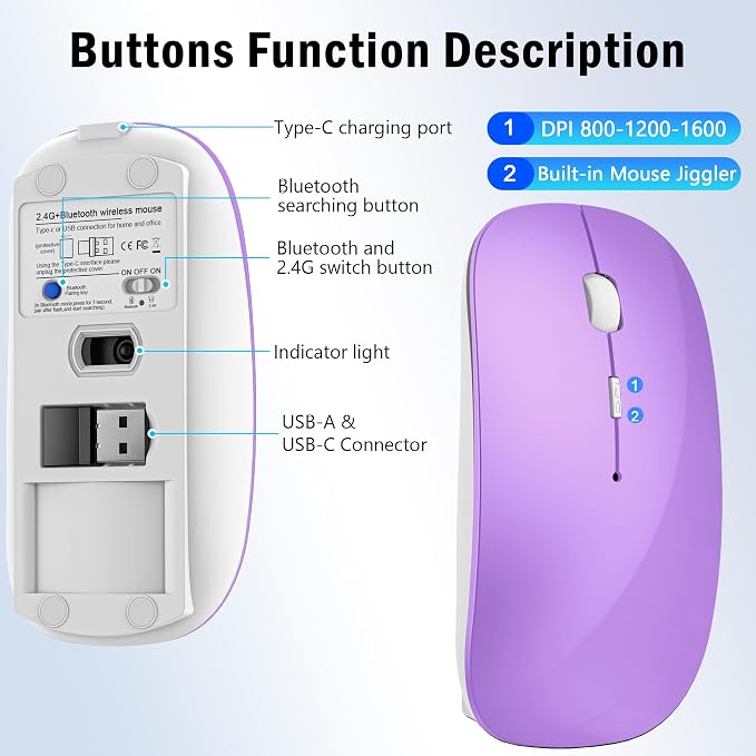 Wireless Bluetooth Mouse (Purple)