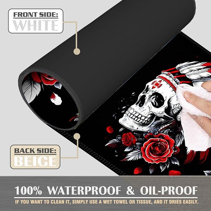 Skull Art with Feathers and Roses