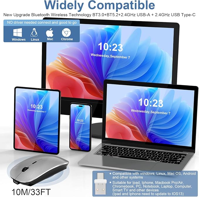 4.Bluetooth Wireless Mouse (Gray)
