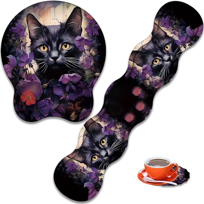 Cat & Purple Flower