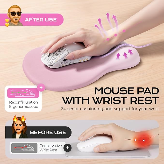 pink mousepad with wrist rest